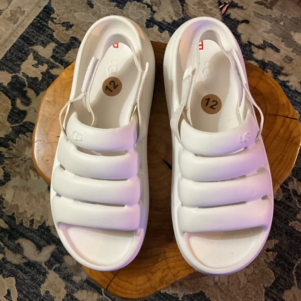 Mens new UGG Sport Yeah slide sandals with removable heel strap 12 white